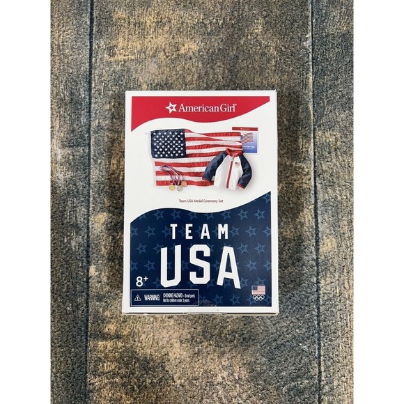 American Girl Team USA Medal Ceremony Kit For 18” Dolls! New! Jacket, Flag! - Picture 1 of 4